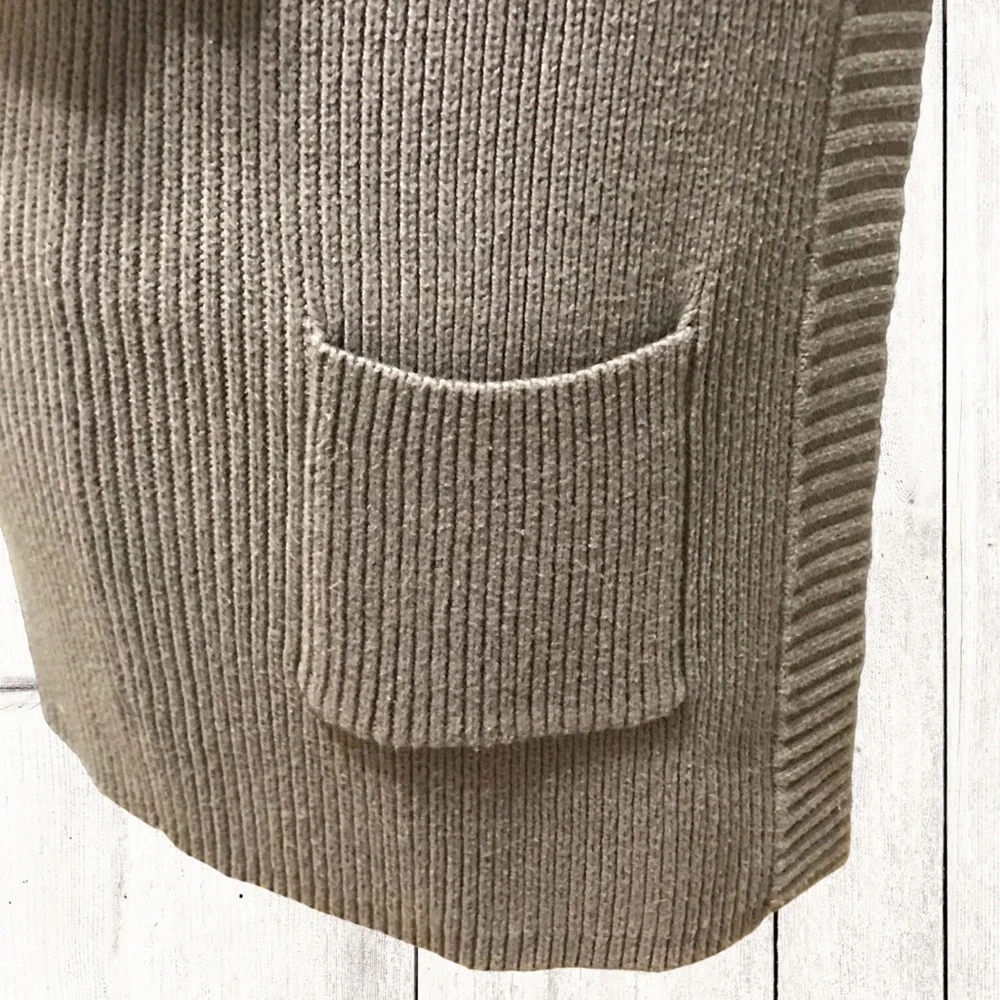 ANN TAYLOR Mid-Length Ribbed Knit Open Front Short Sleeve Cardigan - Picture 8 of 11